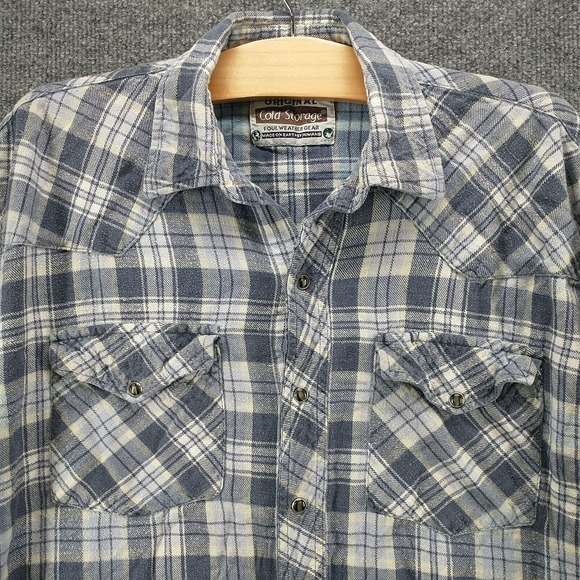 Cold Storage Men's Pearl Snap Shirt Multicolor Medium Long Sleeve Plaid Cotton - Picture 3 of 12